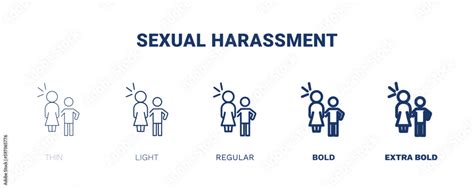 Vetor De Sexual Harassment Icon Thin Light Regular Bold Black Sexual Harassment Icon Set