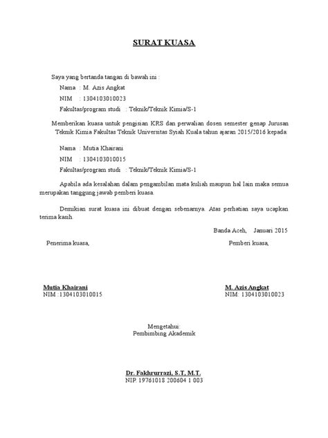 PDF Contoh Surat Kuasa DOKUMEN TIPS