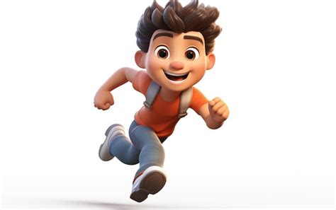 Premium Photo | Happy Cartoon Boy Running Forward 3D Cartoon Isolated ...