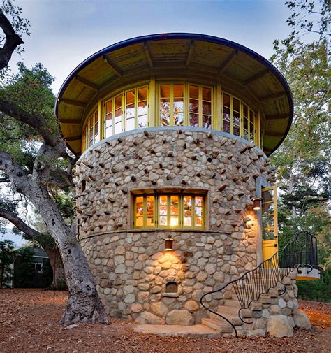 Round Stone Tower House With Modern Rustic Charm