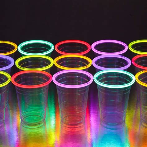 GLOWING Tazas de fiesta de 16 onzas de plástico transparente