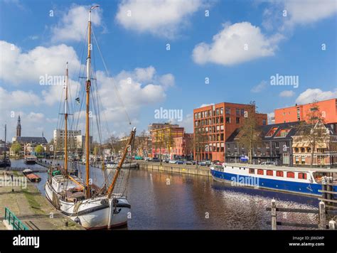 Traditional Dutch Sailing Ship In The East Harbor Of Groningen