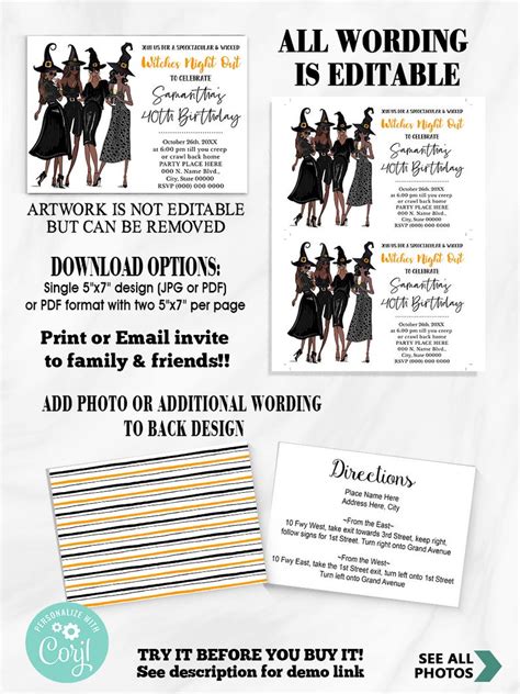 Drink Up Witches Birthday Invitation Girls Night Out Halloween Etsy