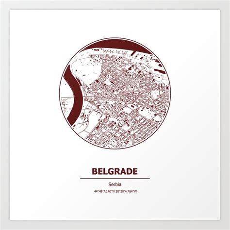 Belgrade city map coordinates Art Print by Serenity by Alex | Society6