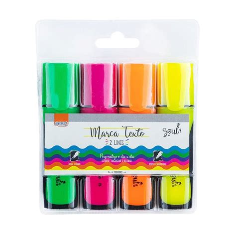 Kit Marca Texto Neon Tra O Duplo Brw Choily Paper Papelaria Fofa