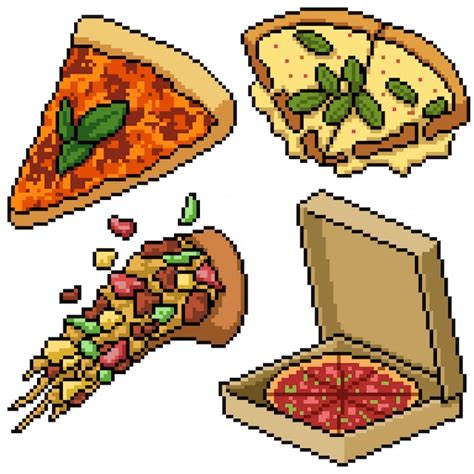 Premium Vector Pixel Art Set Isolated Asian Food