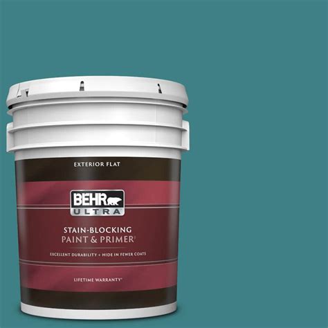 BEHR ULTRA 5 Gal 510D 7 Pacific Sea Teal Flat Exterior Paint Primer