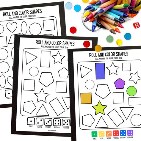 Roll and Color Shapes: Fun Printable Math Activity for Preschoolers