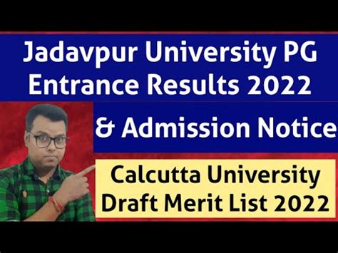 Jadavpur University PG Admission 2022 MSC Calcutta University PG