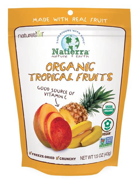 NATIERRA Nature S All Foods Organic Freeze Dried Tropical Fruits Non