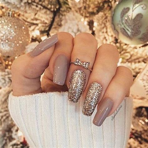 Mix And Match Gold Glitter Nude Nail Polish On Stylevore