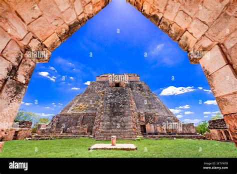 Uxmal Pyramid Of The Magician Pre Hispanic Ancient Maya City Of The