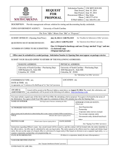 Fillable Online Sap Request For Proposal Solicitation Date Issued Fax