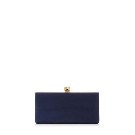 Jimmy Choo Celeste S Navy Suede Clutch Bag With Cube Clasp ModeSens