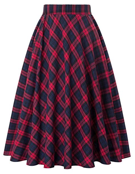 Kate Kasin Women S A Line Vintage Skirt Grid Pattern Plaid Kk Kk