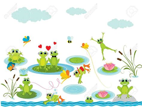 Solve Summer Background With Frogs Stock Vector Frog Cartoon