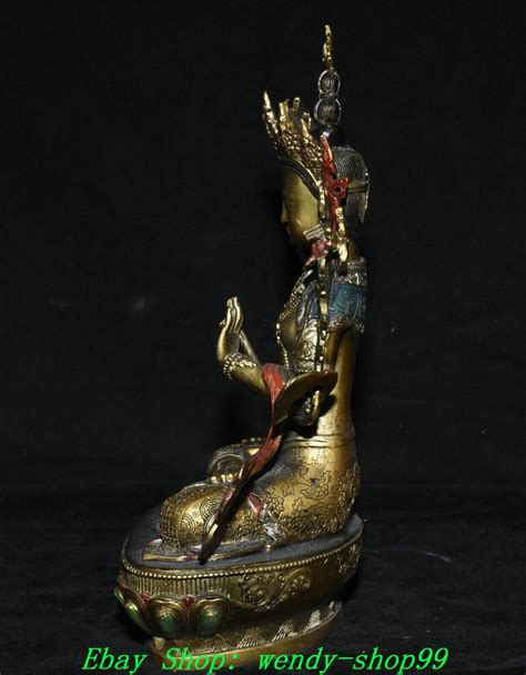 12 Old Tibet Bronze Painting Gilt Wenshu Kwan Yin Guan Yin