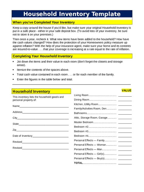 Free Home Inventory Spreadsheet Template for Excel Doc Template | pdfFiller