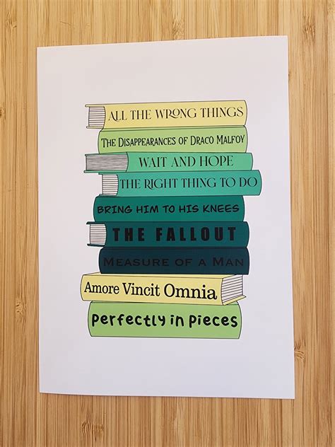 5x7 Green Dramione Book Stack Print Home Decor Poster Birthday