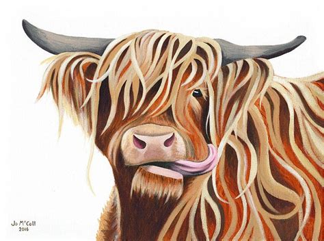 Highland Cow Moo Acrylic Painting Giclee Print Of Jen Etsy