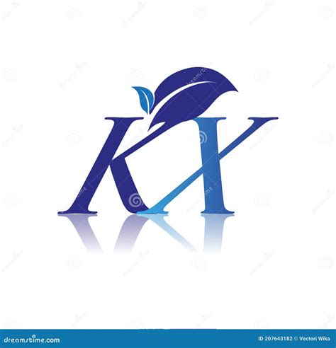 Letra Inicial Kx Logotipo Folha Azul Natureza E Logotipo Ambiental