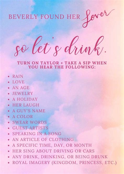 TAYLOR SWIFT Drinking Game Printable