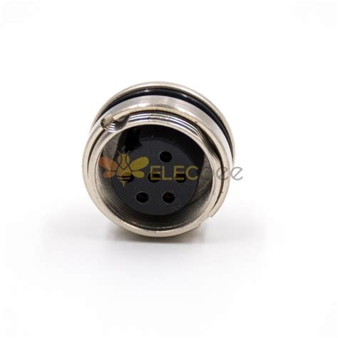 M16 Connector Female Socket 6 Pin A Coded Waterproof 180 Degree Front