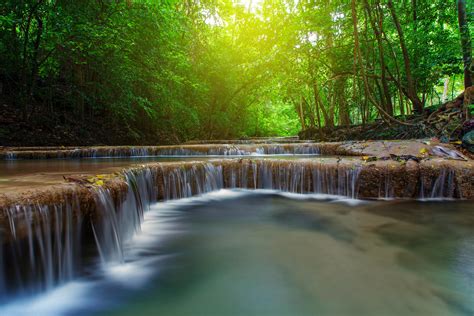 Waterfall with tree in deep forest, Kanchanaburi, Thailand : r/pics