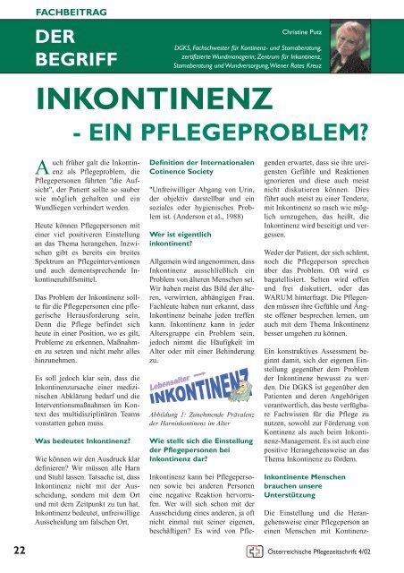 Inkontinenz Ein Pflegeproblem