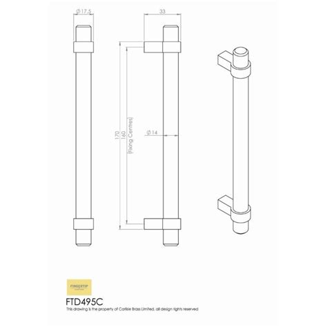 Satin Nickel Ringed T Bar Handles 160mm Centres Ftd495csn