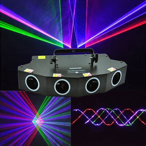 New 4 lens 550mW RGBP LED Laser Light DMX Laser Beam Effect Projector ...