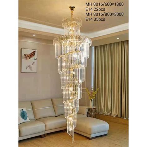 Jual Lampu Gantung Kristal Modern Gold Void Ruang Tamu Hotel