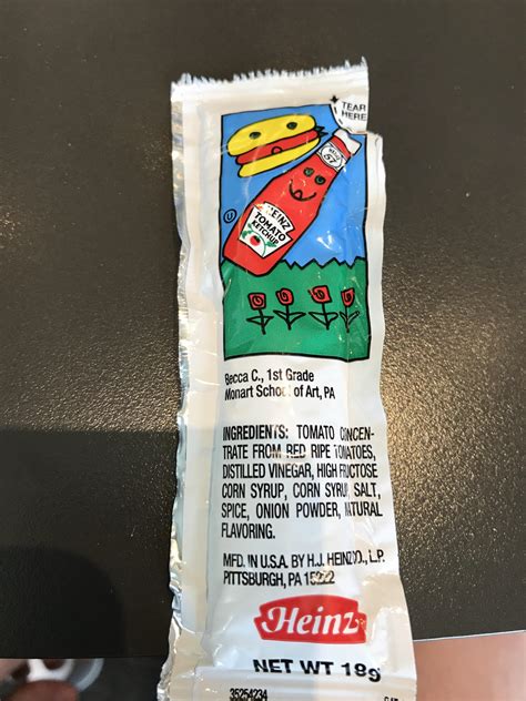 My ketchup packet has ketchup themed art from students on it : r ...