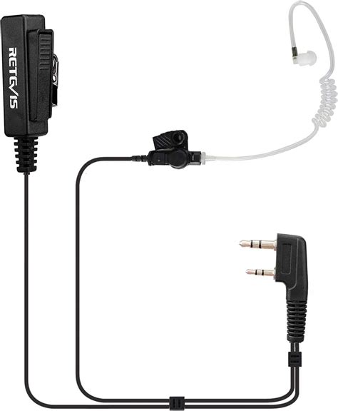 Retevis Walkie Talkie Earpiece With Mic Big Ptt Headset With Long Wire 2 Pin For