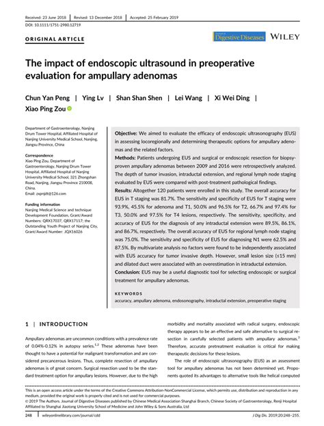 Pdf The Impact Of Endoscopic Ultrasound In Preoperative Evaluation For Ampullary Adenomas