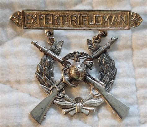 Vintage Ww2 Usmc Marine Corps Sterling Silver Expert Rifleman Pinback W Ega 4590903048