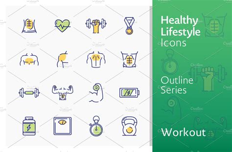 Healthy Lifestyle Workout Icons Icons ~ Creative Market