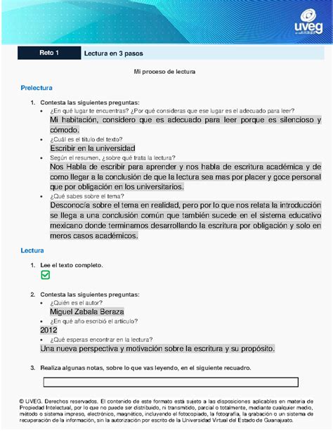 Lectura Y Redaccion R U Uveg Derechos Reservados El Contenido