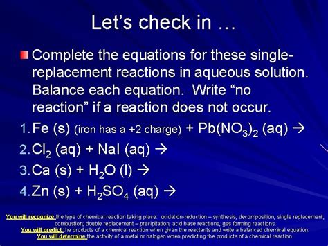 Single Replacement Reaction Balanced Chemical Equation - Tessshebaylo