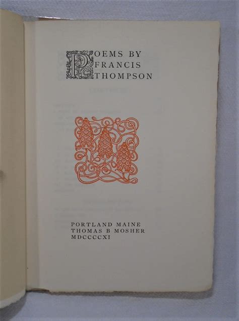 Poems By Francis Thompson By Thompson Francis Hardcover 1911 1st