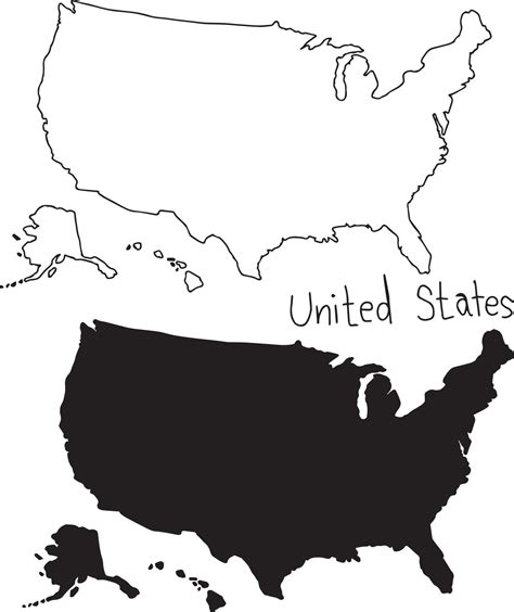 Outline And Silhouette Map Of The United States Vector 3127477 Vector