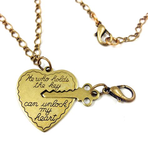 He Who Holds The Key Can Unlock My Heart Necklace Antique Etsy