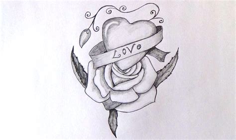 Skizze Bild: Easy Pencil Drawings Of Roses And Hearts