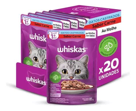 Pack Ra O Mida Whiskas Para Gatos Adultos Castrados Sach Carne Ao