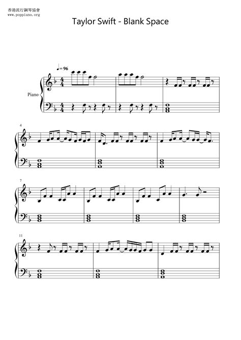 Blank Space Piano Notes