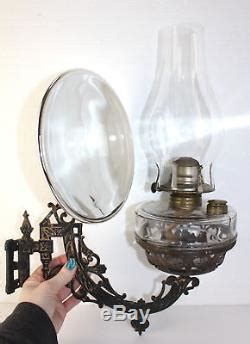 Victorian East Lake Cast Iron Wall Bracket Oil Lamp W Mercury Reflector