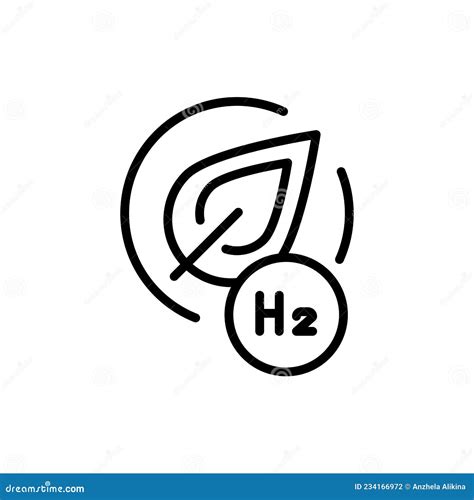 Green H2 Color Line Icon Hydrogen Energy Isolated Vector Element Stock Vector Illustration