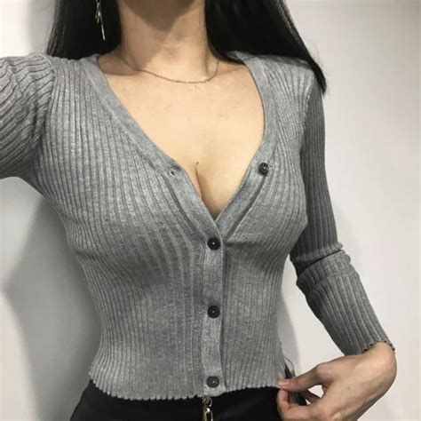 Sexy Buttons Knitted Sweater Cardigan Women Slim Ribbed Winter Autumn Meet Yours Fashion