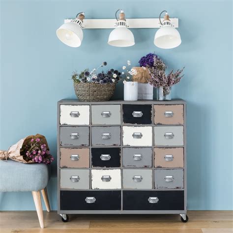 Cabinet de rangement à roulettes gris L 85 cm Odéon Maisons du Monde