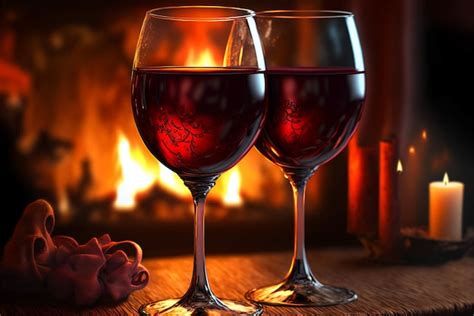 Premium Ai Image Two Glasses Of Red Wine Toasting To Love And Romance